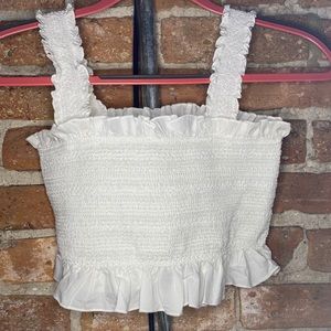 White super rouched crop tank